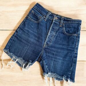 Levi’s Ribcage Cut Off Shorts Denim Jeans Dark Wash 25”